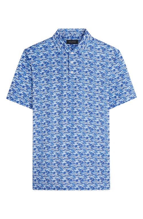 Shop Bugatchi Victor Ooohcotton® Wave Print Polo In Classic Blue