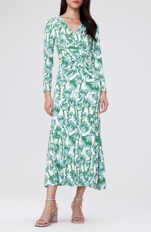 Timmy Floral Long Sleeve Midi Dress in Sea Trees