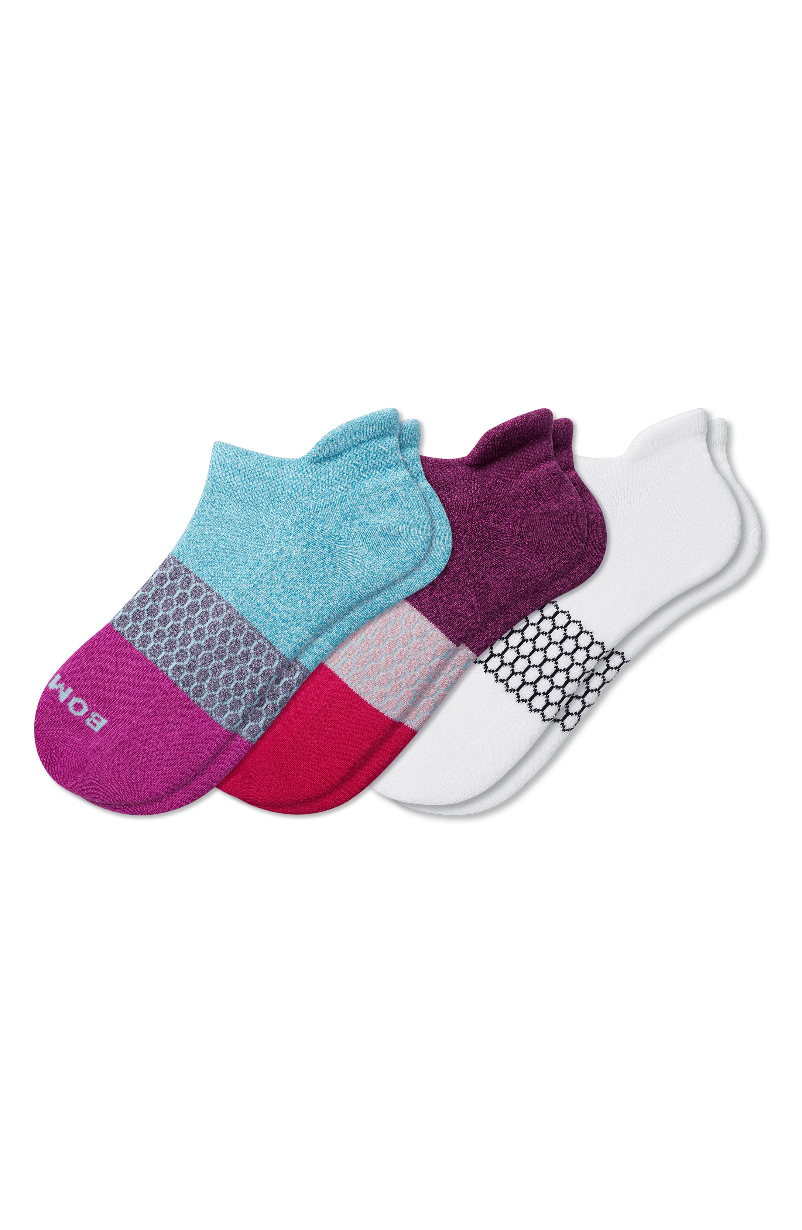 Bombas Women’s Tri-Block Marl Ankle Socks – 5 Pair Pack, Size M, Low Cut, 5 Colors