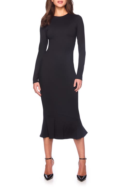 Shop Susana Monaco Crew Long Sleeve Midi Dress In Black