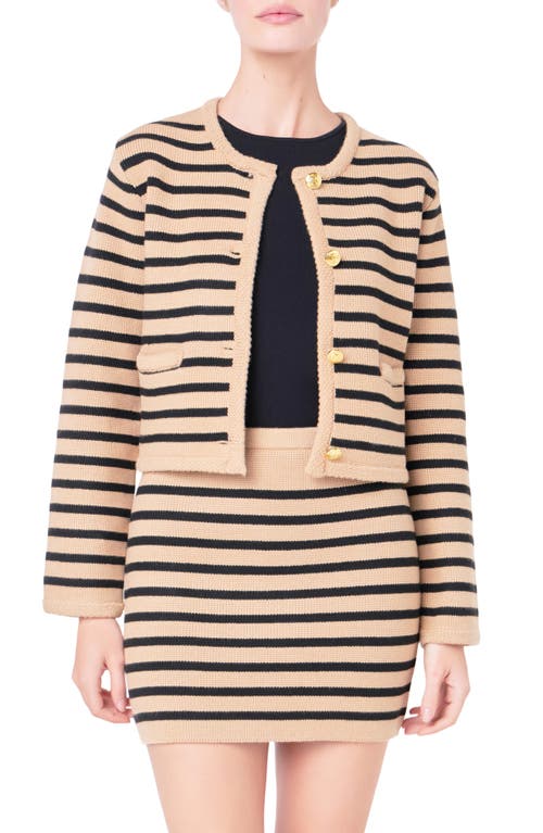 English Factory Stripe Cardigan In Nude