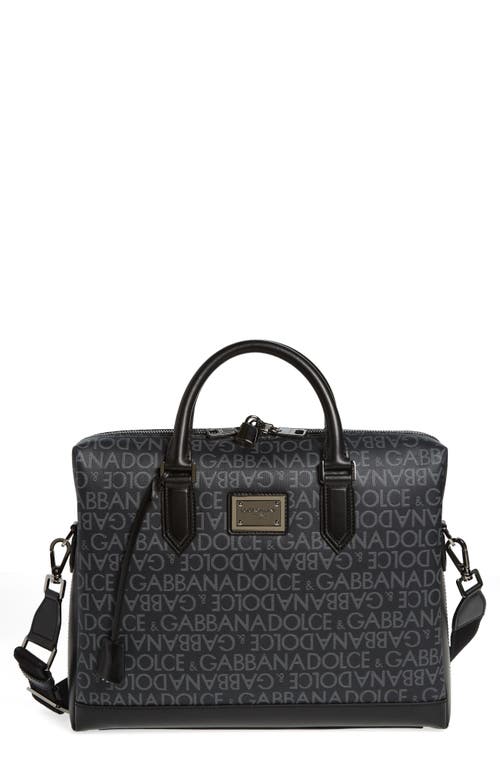 Dolce & Gabbana All-over Jacquard Coated Fabric Briefcase In Black