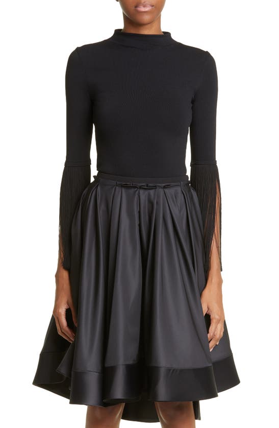 Shop Proenza Schouler Fringe Trim Funnel Neck Knit Top In Black