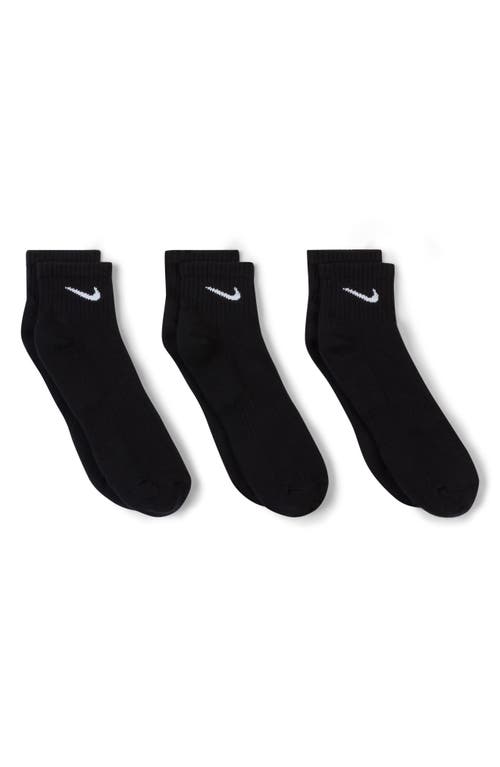 Shop Nike Kids' Assorted 3-pack Dri-fit Everyday Cushioned Ankle Socks In Black/white