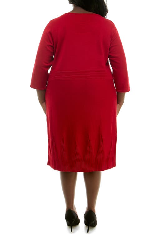 Nina Leonard Ribbed Fit & Flare Sweater Dress In Red