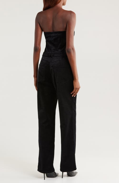 Shop Good American Fit For Success Strapless Velvet Jumpsuit In Black001