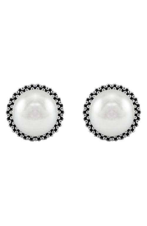 Shop Lagos Luna Pearl Stud Earrings In Silver/pearl