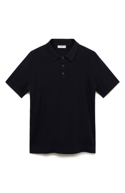 Shop Mango Structured Polo Shirt In Dark Navy