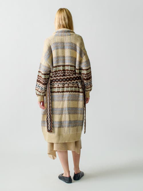 Shop Lingua Franca Bianca Plaid Fair Isle Robe In Ivory Plaid