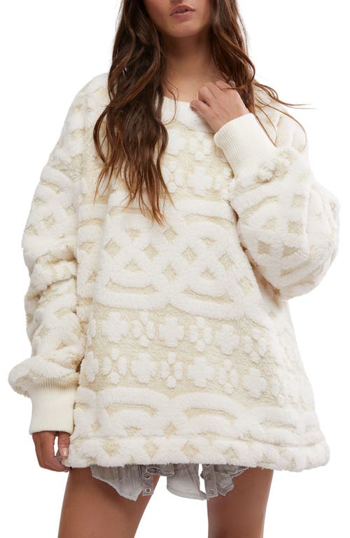 Shop Free People Oversize Faux Fur Sweatshirt In Ivory Combo