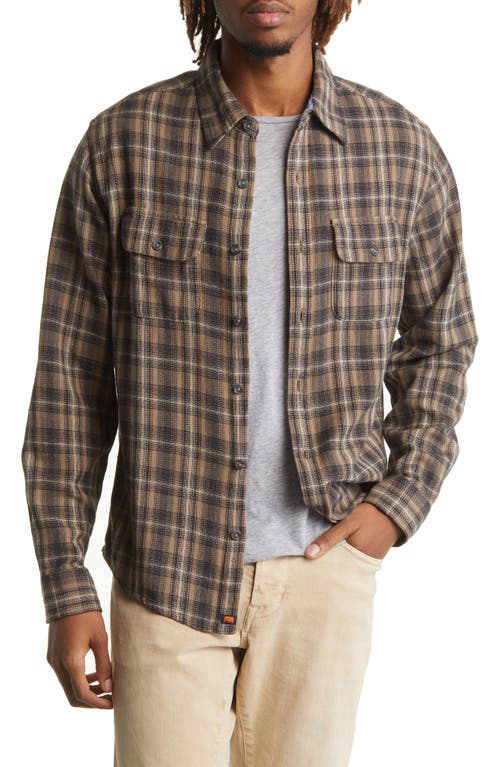 Mountain Regular Fit Flannel Button-Up Shirt in Taupe Plaid
