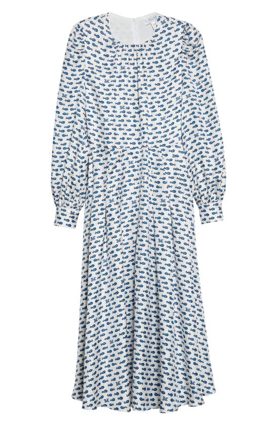 Max Mara Pareo Fish-print Silk Midi-dress In Optical White | ModeSens