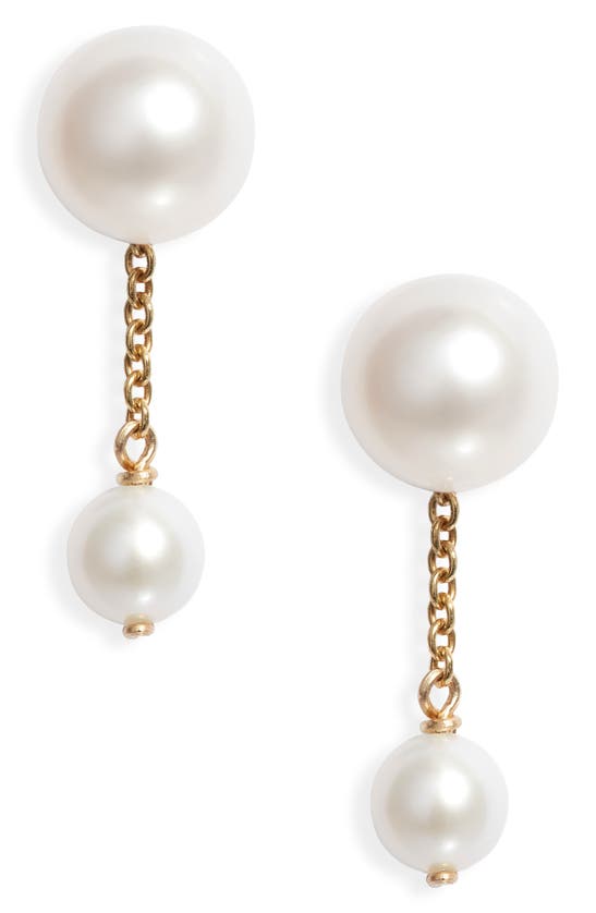 Shop Poppy Finch Duo Cultured Pearl Drop Earrings In 14k Yellow Gold