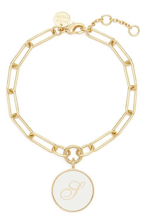 Callie Initial Enamel Pendant Bracelet in Gold S