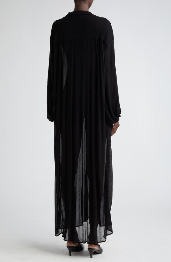 Shop Bite Studios Sheer Long Sleeve Tunic Maxi Dress In Black