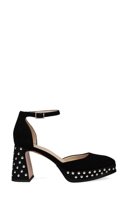 Pelle Moda Dietta Ankle Strap Platform Pump In Black