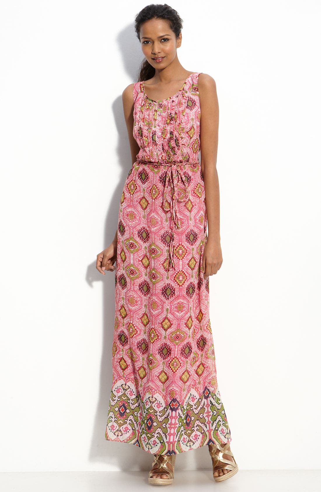ECI Button Front Chiffon Maxi Dress Nordstrom