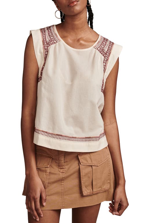 Lucky Brand Embroidered Cotton Sleeveless Top Gardenia at Nordstrom,