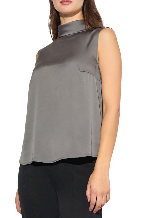 Ming Wang Turtleneck Crêpe de Chine Shell Top in Mink 