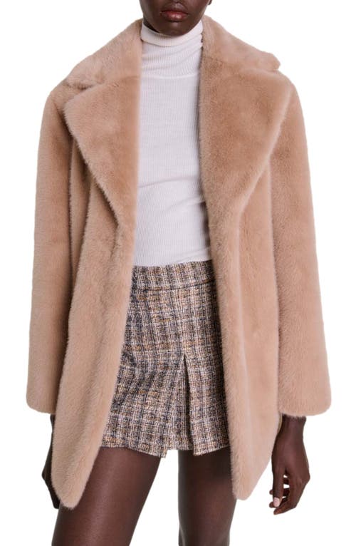 Shop Maje Faux Fur Coat In Camel