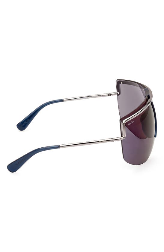 Shop Max Mara 70mm Shield Sunglasses In Shiny Blue / Blue Mirror
