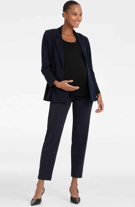 Shop Seraphine Tailored Maternity Blazer In Navy