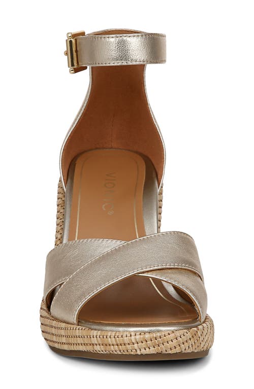 Vionic Marina Ankle Strap Wedge Sandal In Gold