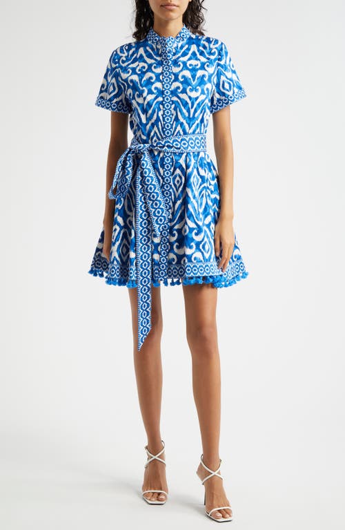 Alice + Olivia Lucy Cuff Sleeve Shirtdress Artisan Ikat French Blue at Nordstrom,