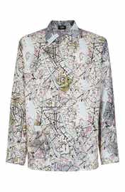 Balenciaga Allover Cities Minimal Button-Up Silk Shirt | Nordstrom