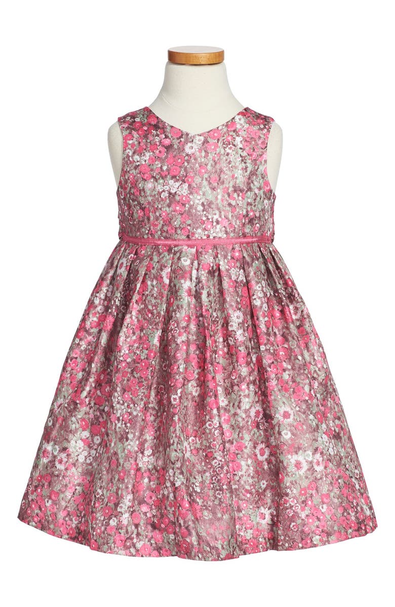 Pippa & Julie Flower Print Shantung Dress (Toddler Girls, Little Girls ...