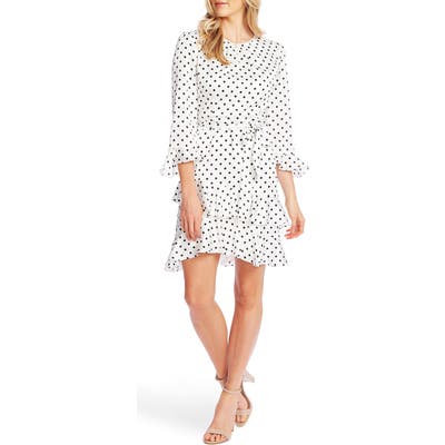 Cece Pop Dot Tiered Ruffle Fit & Flare Dress, Black