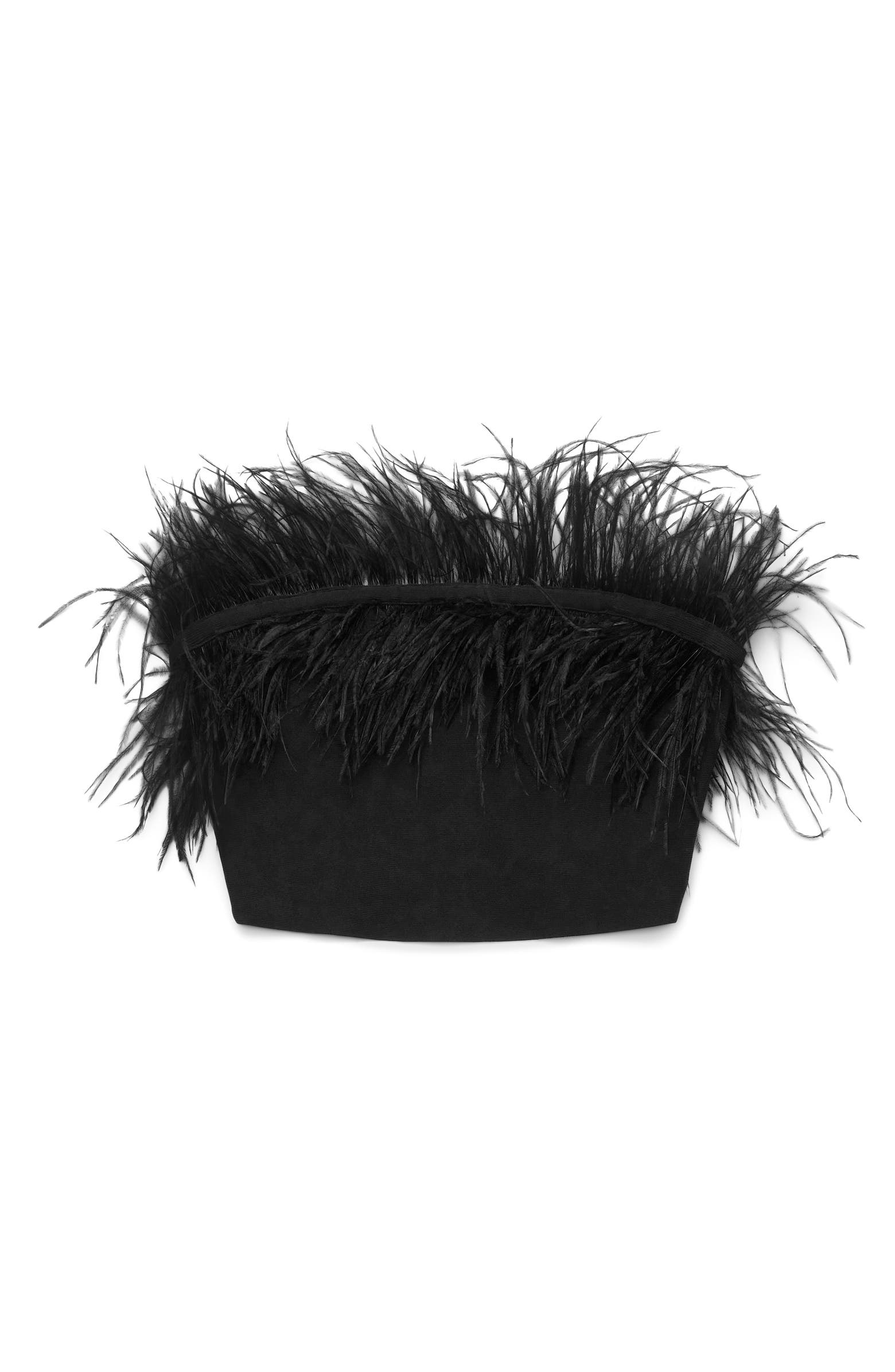 STAUD Nellie Ostrich Feather Trim Strapless Top | Nordstrom