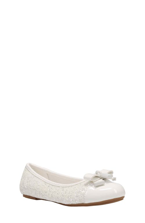 Shop Michael Michael Kors Kenya Lock Glitter Ballet Flat In White/glitter