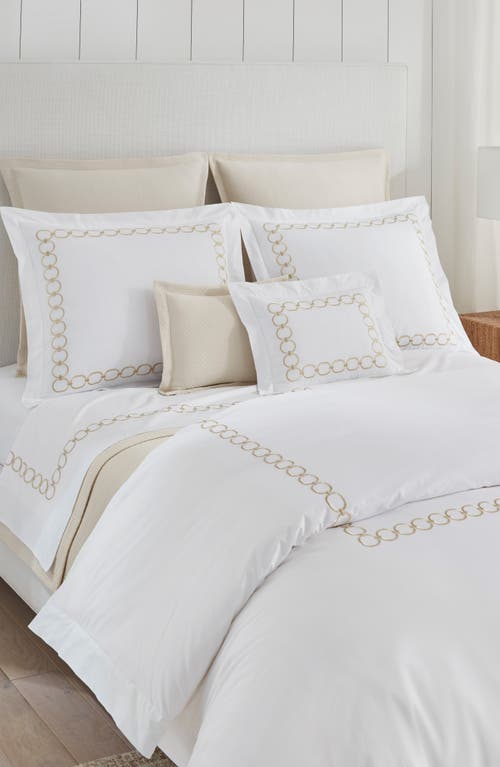 Shop Sferra Catena Flat Sheet In White/sand