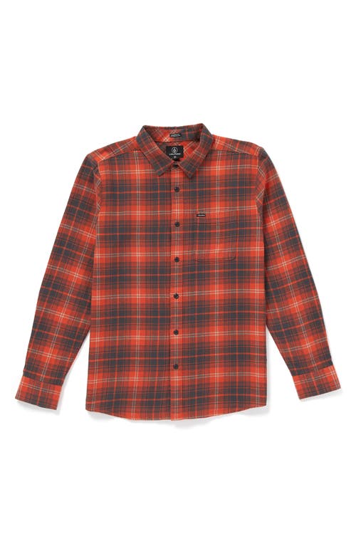 Shop Volcom Caden Plaid Button-up Shirt In Bright Red