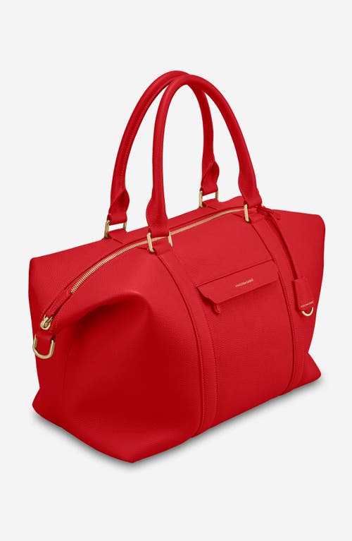 Maison De Sabre Maison De Sabré Large Leather Weekender Bag In Pomegranate Red