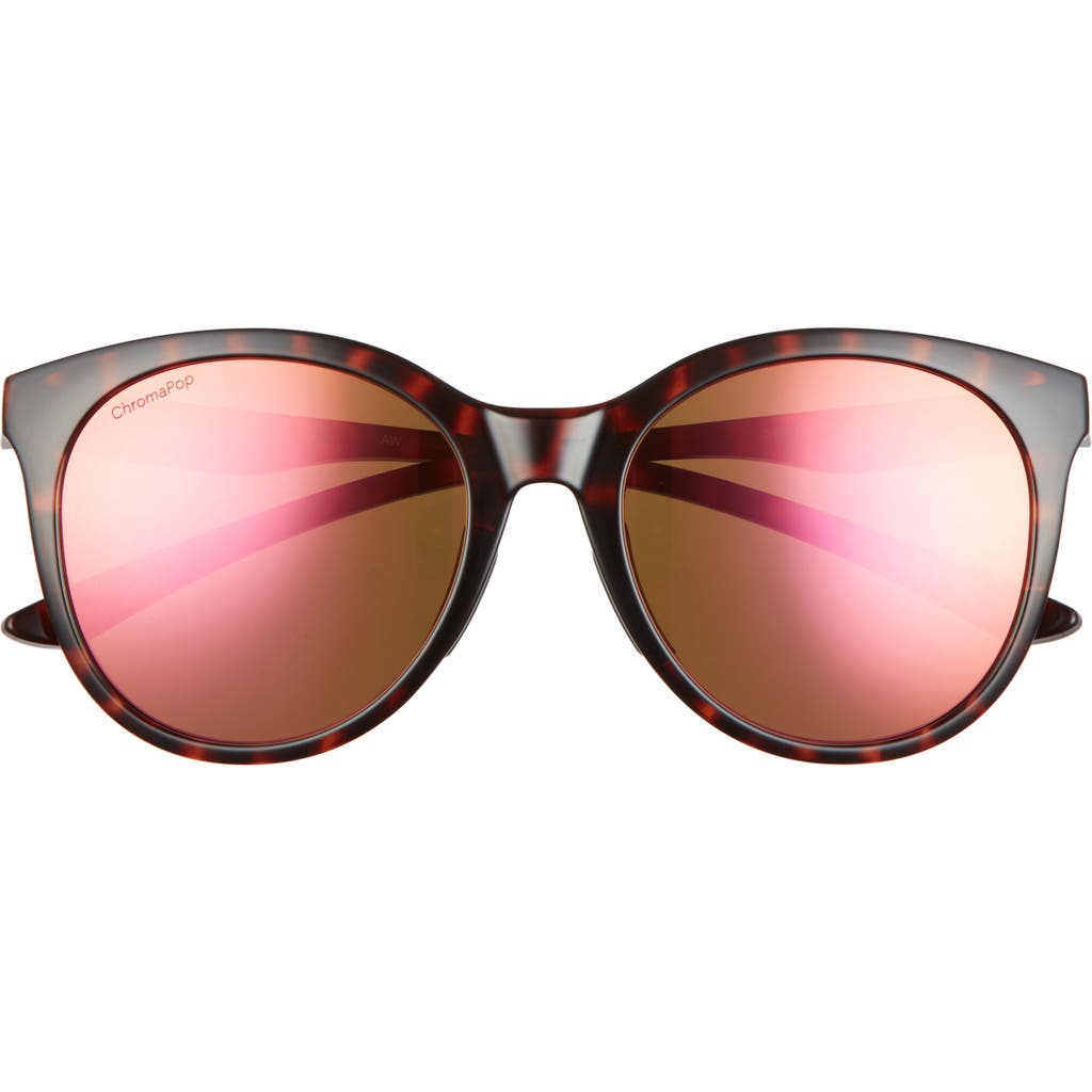 Smith Bayside 55mm Polarized Mirrored Round Sunglasses In Tortoise/rose Gold Mirror