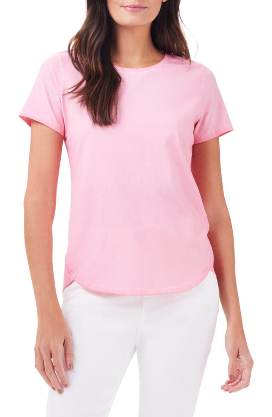 Shop Nzt By Nic+zoe Stretch Cotton Shirttail Hem T-shirt In Grapefruit