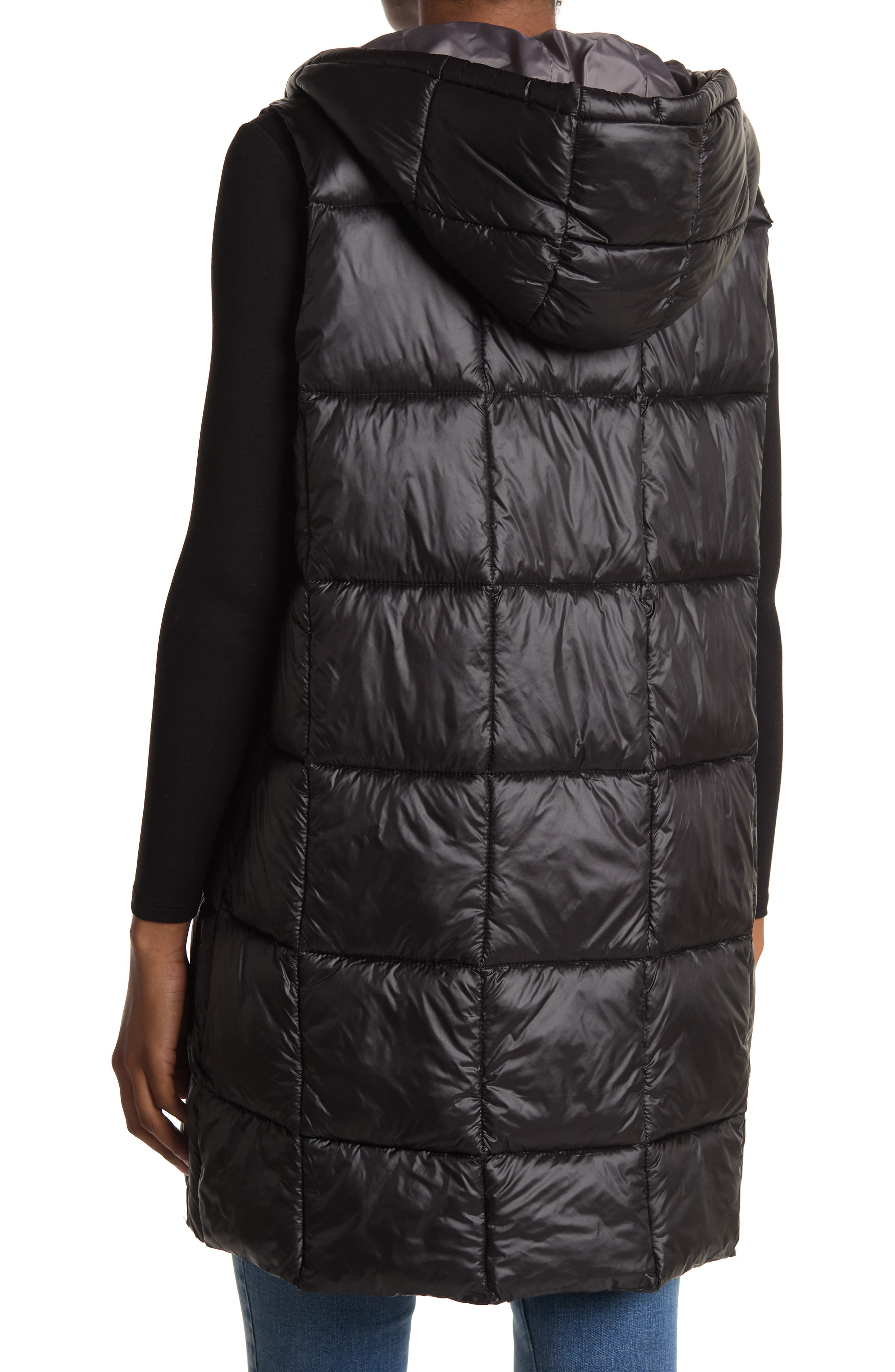 Bernardo Long Quilted Vest in Black at Nordstrom Rack, Size Large