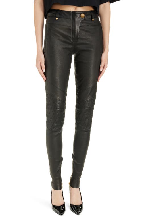Quilted Lambskin Leather Pants in 0Pa Black