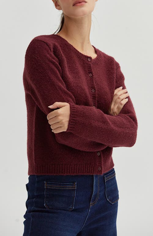 Crescent Button Down Cardigan In Cabernet