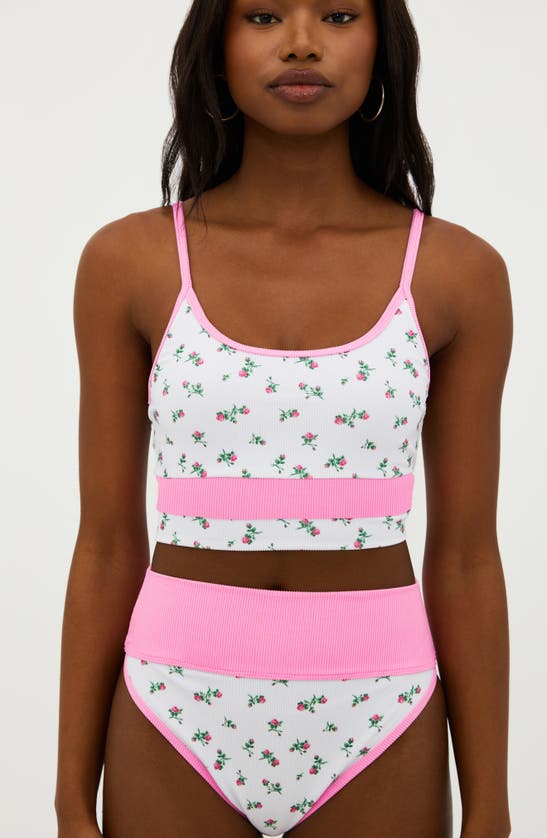 Shop Beach Riot Eva Colorblock Rib Bikini Top In Peony Blossom Colorblock