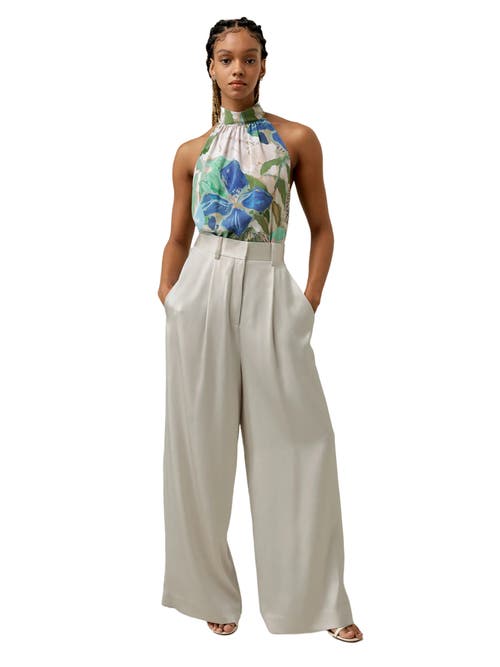 Lilysilk Praslin Mock Neck Silk Top In Oil Painting Floral Pattern