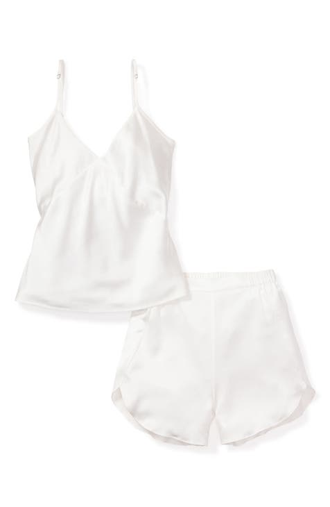 Silk Cami & Shorts Pyjama Set - White, Silk Works London