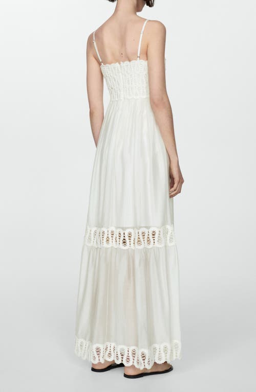 Shop Mango Embroidered Lace Inset Maxi Dress In Off White