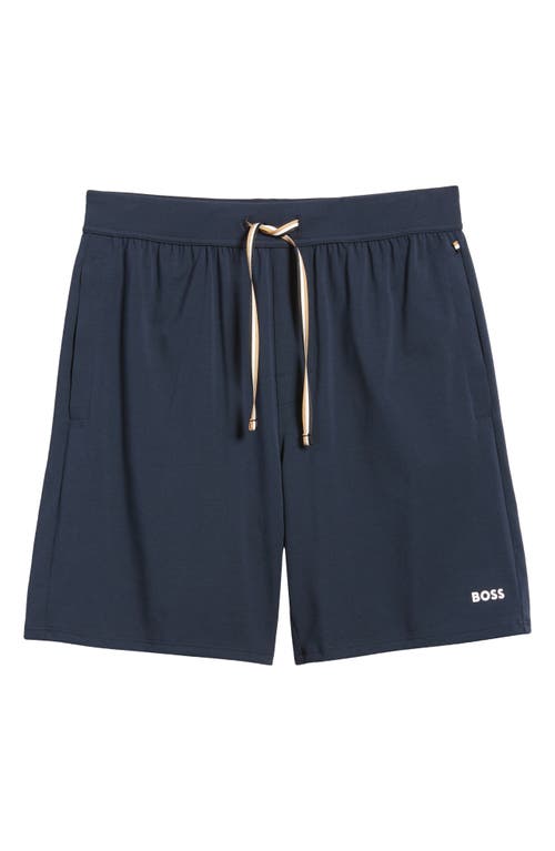 Shop Hugo Boss Boss Unique Drawstring Jersey Lounge Shorts In Dark Blue