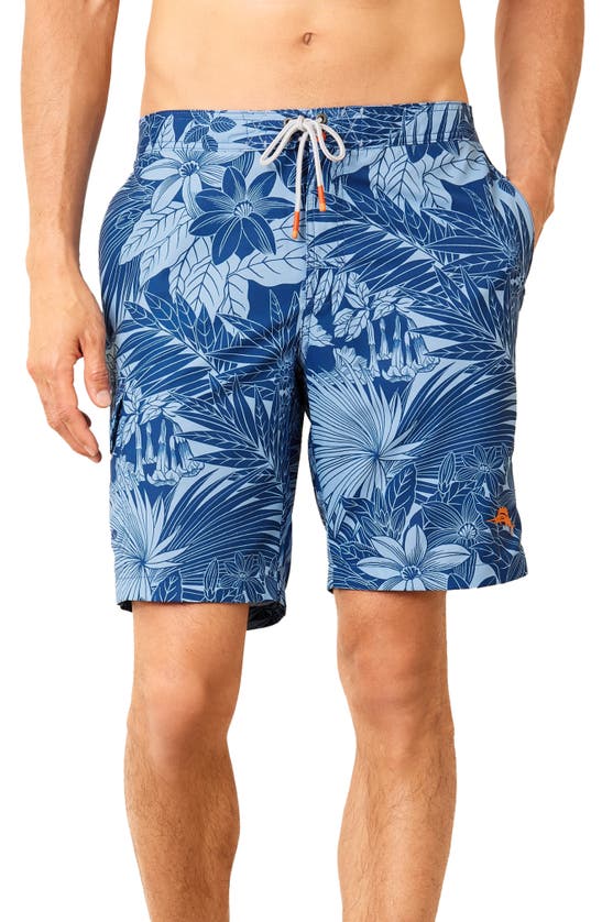 Shop Tommy Bahama Baja Santiago Palms Board Shorts In Dk Blue Muse