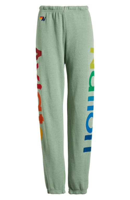 Shop Aviator Nation Rainbow Logo Sweatpants In Sage