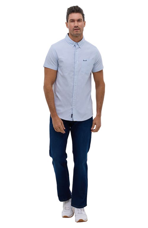 Shop Bench . Bowdon Short Sleeve Oxford Cotton Button-up Shirt In Light Blue