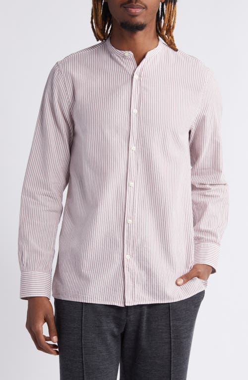 Shop Officine Generale Officine Générale Gaston Rustic Stripe Button-up Shirt In Ecru/sunset Berry